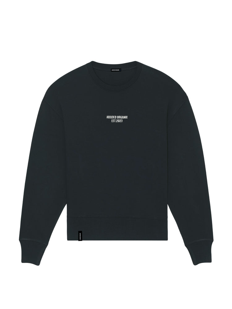 Navy sweatshirt i loose fit – lavet i 100% økologisk bomuld med enkel front
